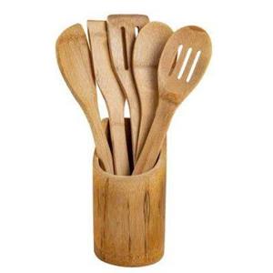 Kit Colheres Bambu c/ suporte