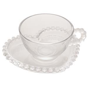 Cj 4 Xícaras Chá Cristal Coração